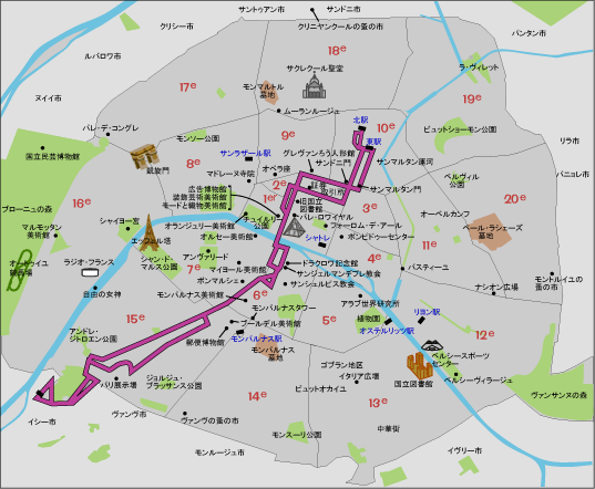 フランス旅行 パリ旅行便利情報 パリのバス地図