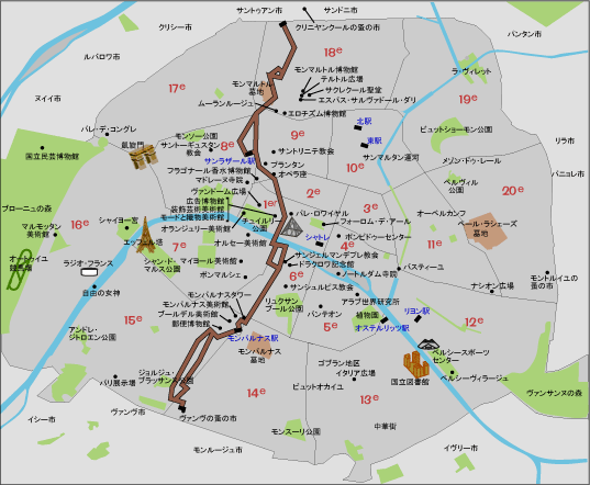 PLAN DE PARIS 地図とバス路線ガイド フランス旅行 パリ旅行便利情報 パリのバス地図