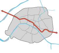 パリのメトロRERA号線路線図