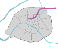 パリのメトロRERE号線路線図