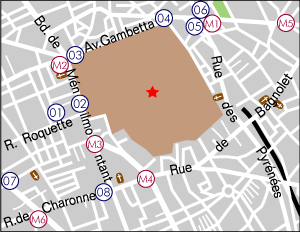 ペールラシェーズ墓地地図