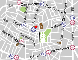 サン・ピエール・ドゥ・モンマルトル教会地図